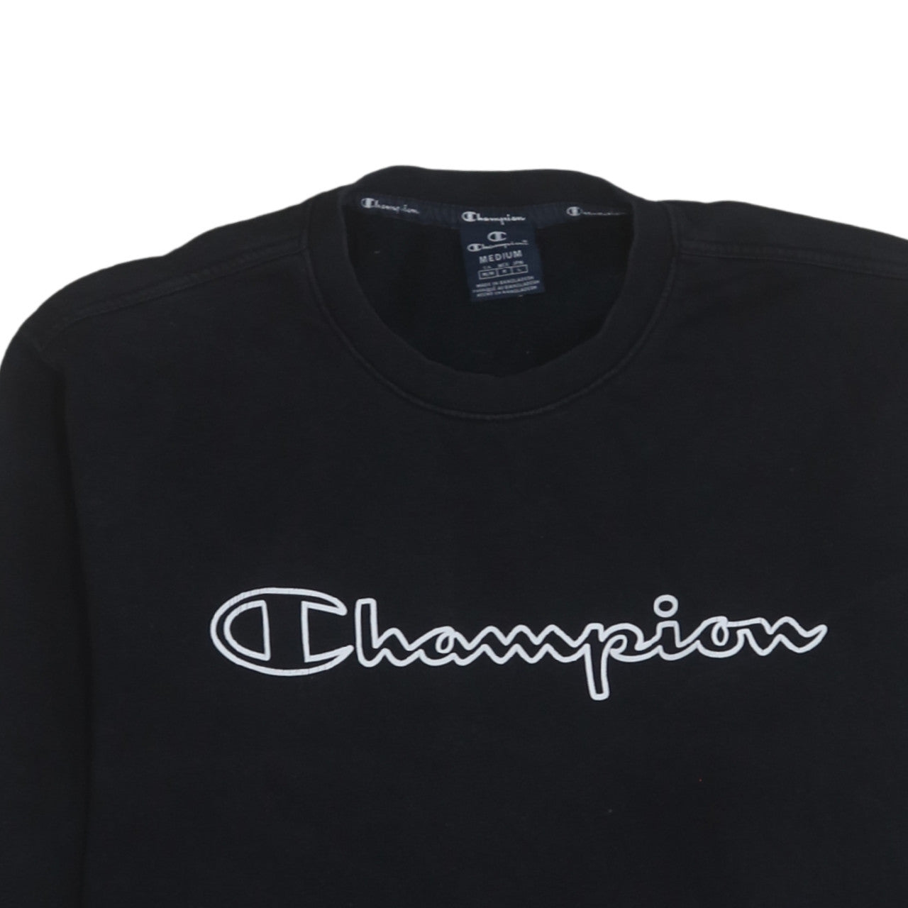 Champion Men's Black Medium Pullover Sweatshirt Logo Crew Neck