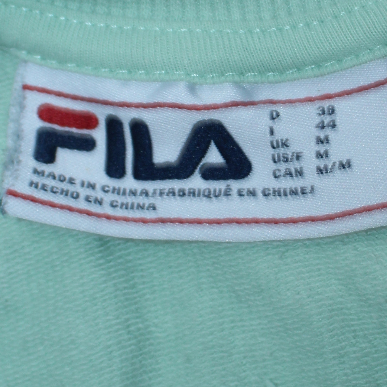 Fila Women's Mint Green Cotton Blend Crew Neck Sweatshirt Size M