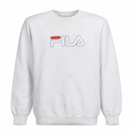 FILA Men's White Logo Crew Neck Pullover Sweatshirt M