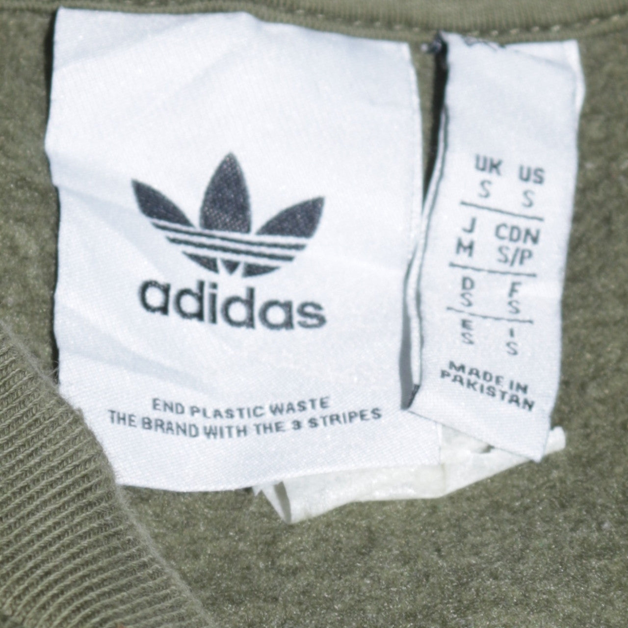 Adidas Men Green Crew Neck Pullover Sweatshirt Size S