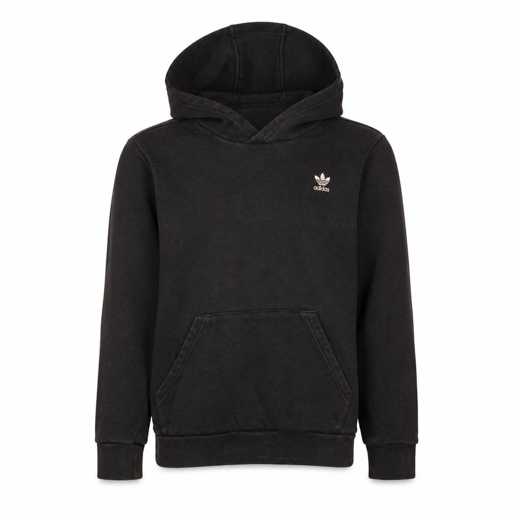 Front view of Adidas boys’ black hoodie 13-14 years pullover cotton blend casual wear