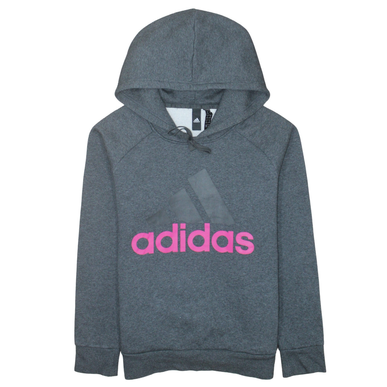 Adidas Women’s Grey Pullover Hoodie M 12-14 Logo Fleece Sweatshirt