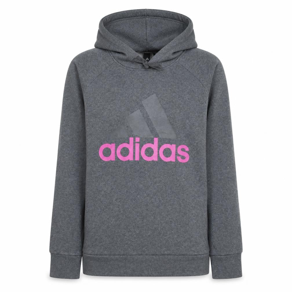 Adidas Women’s Grey Pullover Hoodie M 12-14 Logo Fleece Sweatshirt