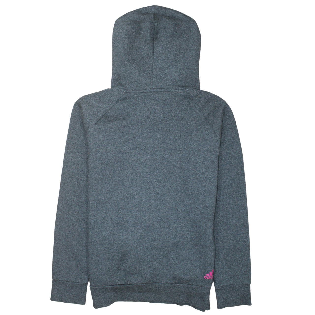 Adidas Women’s Grey Pullover Hoodie M 12-14 Logo Fleece Sweatshirt