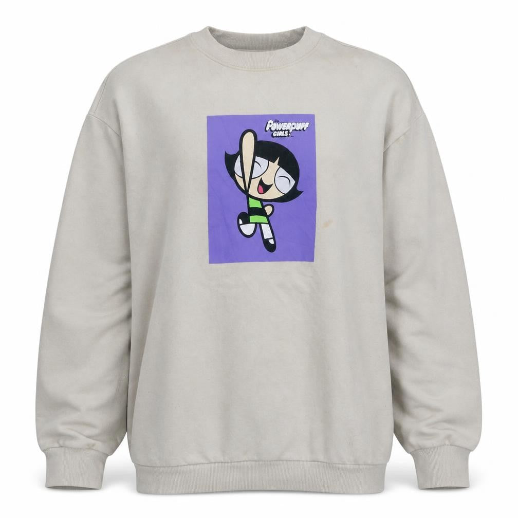 H&M Women Beige Crew Neck Powerpuff Girls Sweatshirt L