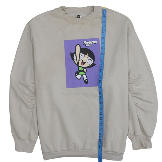 H&M Women Beige Crew Neck Powerpuff Girls Sweatshirt L