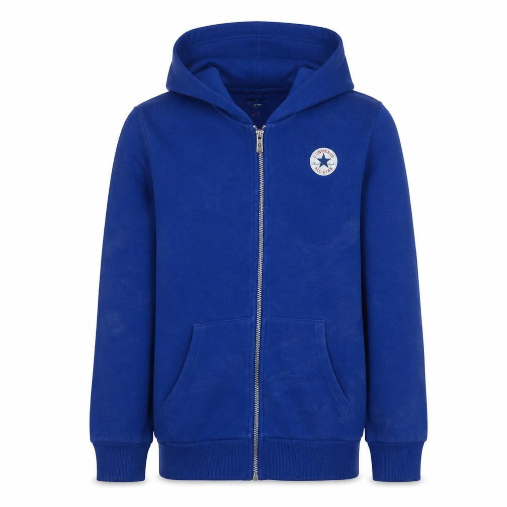 Front view of Converse boys’ blue full zip hoodie xl 13-15 years cotton blend casual