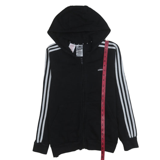 Adidas Boys Black Full Zip Hoodie 13-14 Years Fleece Hooded Sweatshirt