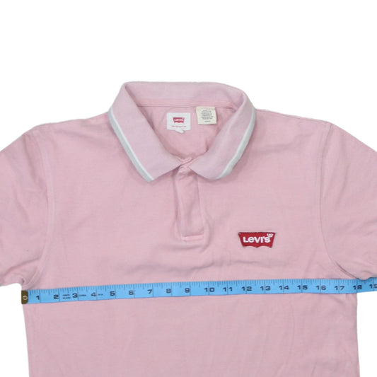 Levi's Men's Pink Short Sleeve Cotton Logo Polo Shirt Size S