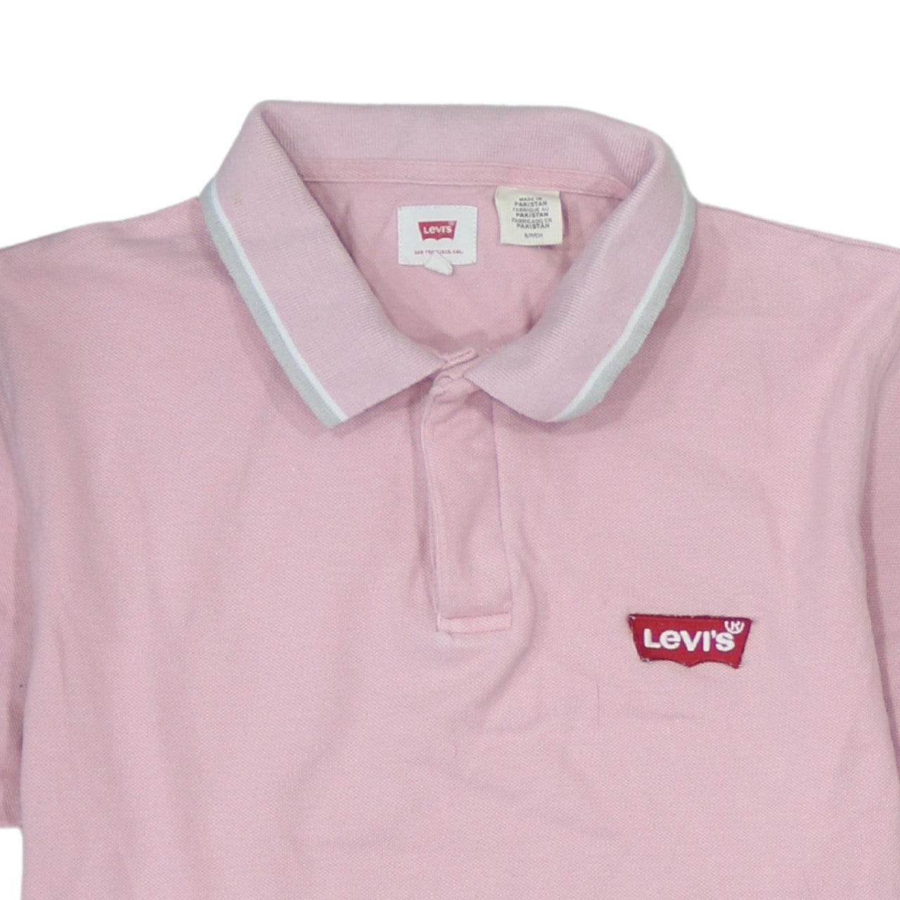 Levi's Men's Pink Short Sleeve Cotton Logo Polo Shirt Size S