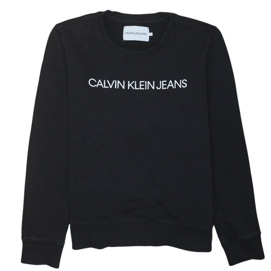 Calvin Klein Jeans Womens Black Cotton Crew Neck Sweatshirt L