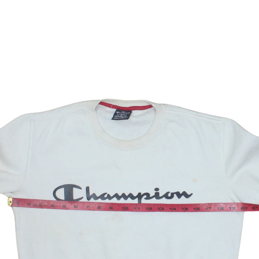 Champion Womens White XS Pullover Sweatshirt Cotton Blend Crew Neck