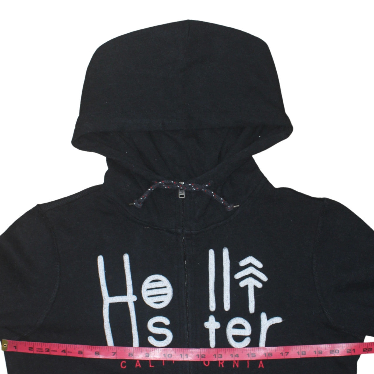 Hollister Men's Black Full Zip Hoodie S Logo Fleece Sweatshirt