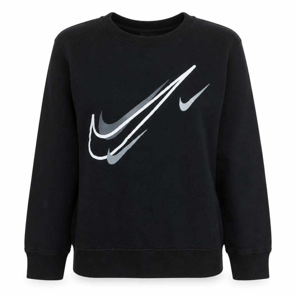 Nike Womens Black Swoosh Logo Pullover Sweatshirt Size S