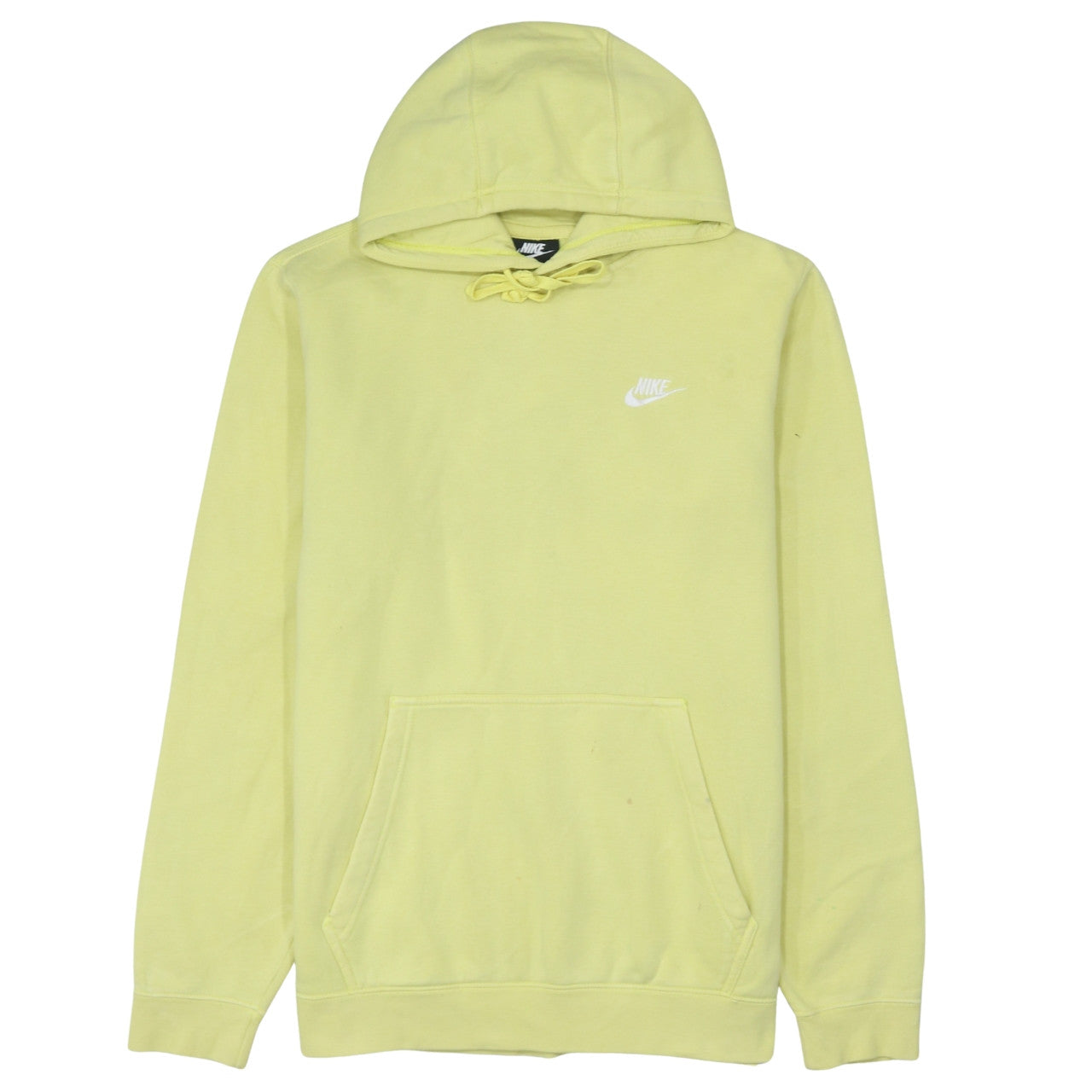 Nike Men’s Yellow Pullover Hoodie L Fleece Cotton Blend Sportswear