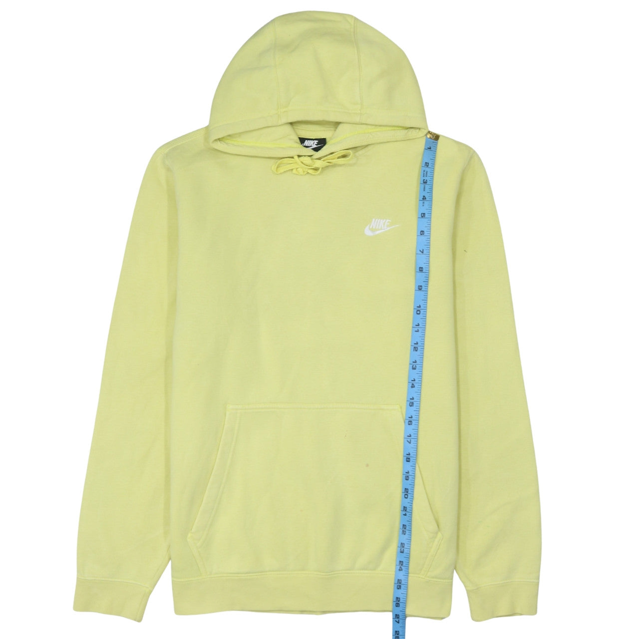 Nike Men’s Yellow Pullover Hoodie L Fleece Cotton Blend Sportswear