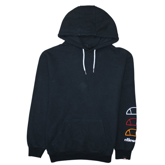 Ellesse Men's Black Pullover Hoodie S Logo Sleeve Casual Sportswear