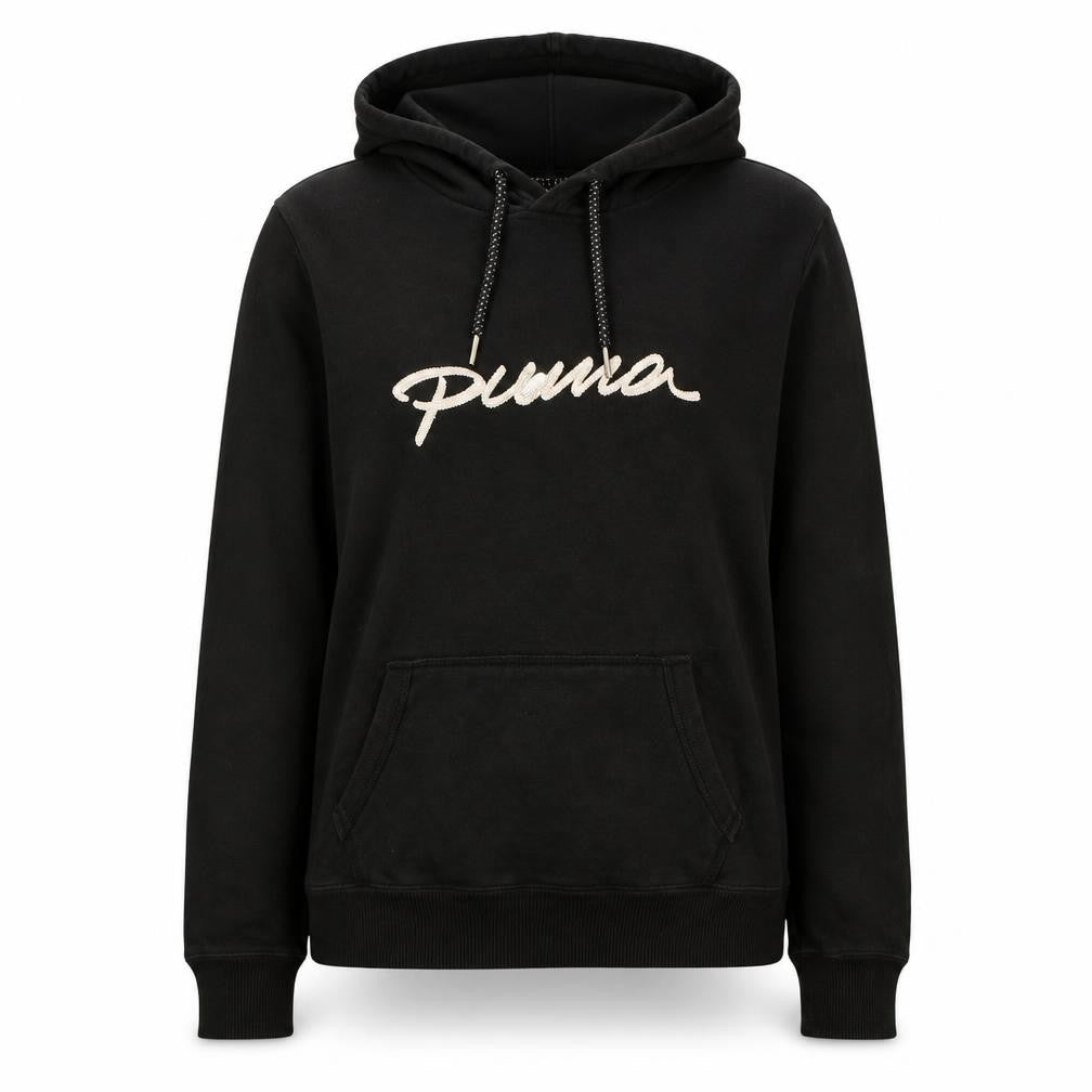 Puma Women's Black Hooded Pullover Hoodie UK 10 with Logo Detail
