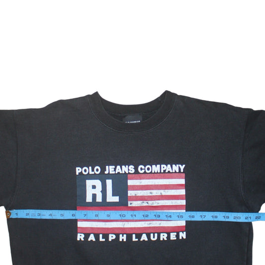 Ralph Lauren Polo Jeans Company Womens Black Small Pullover Sweatshirt