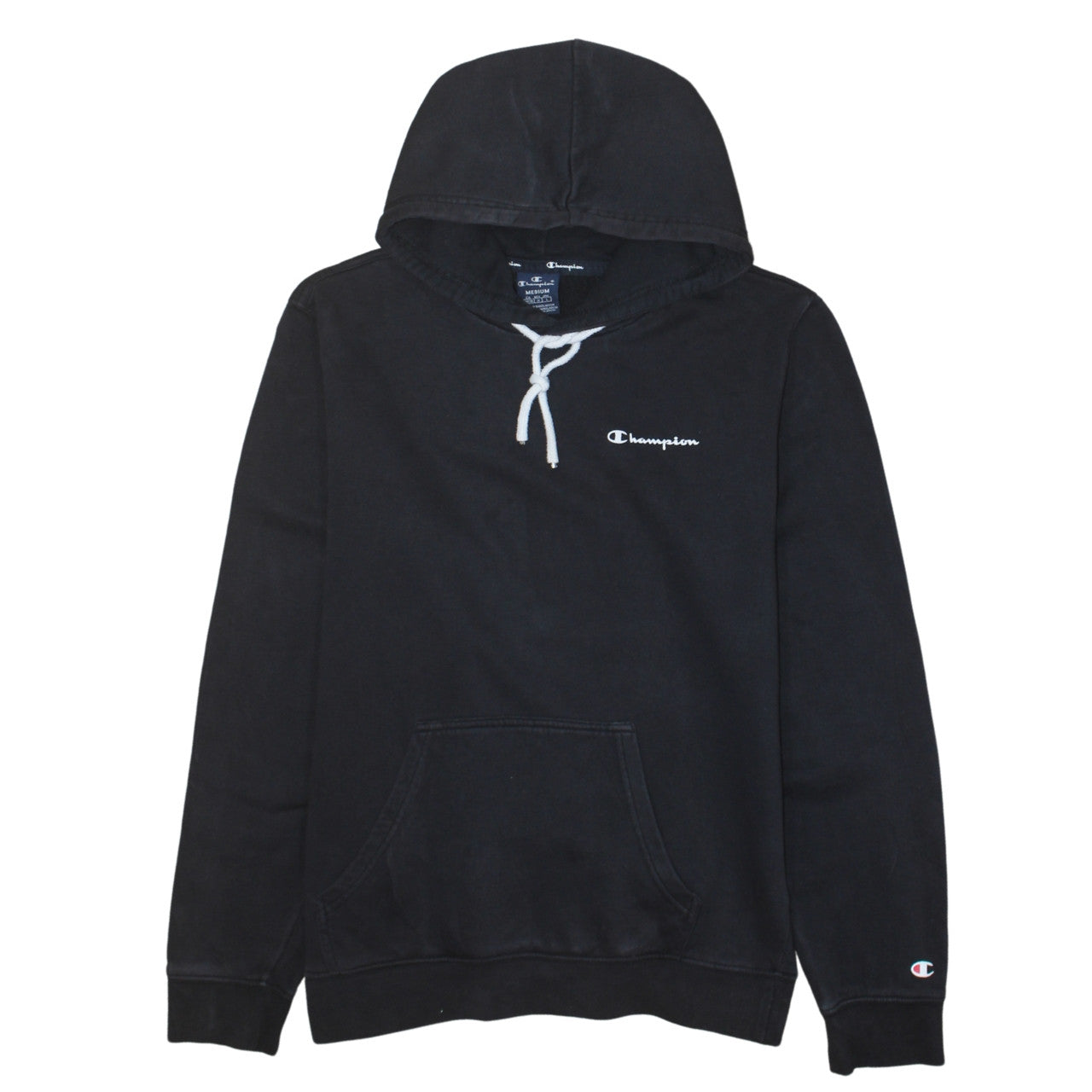 Champion Men's Black Pullover Hoodie Sweatshirt Medium Logo Fleece