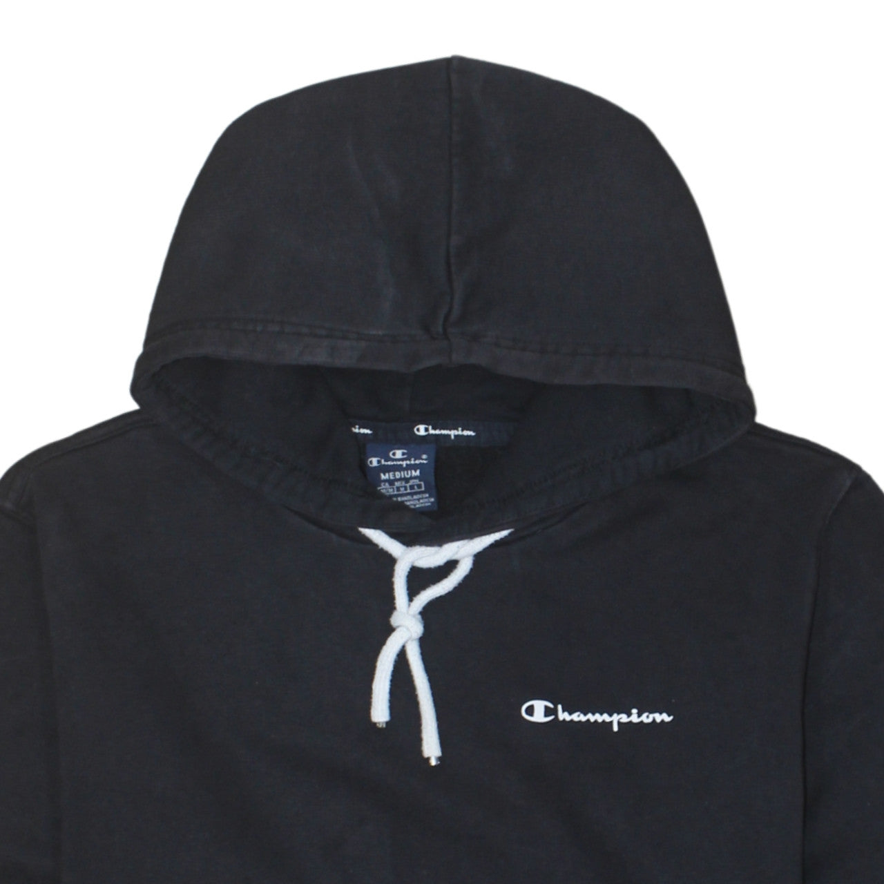 Champion Men's Black Pullover Hoodie Sweatshirt Medium Logo Fleece