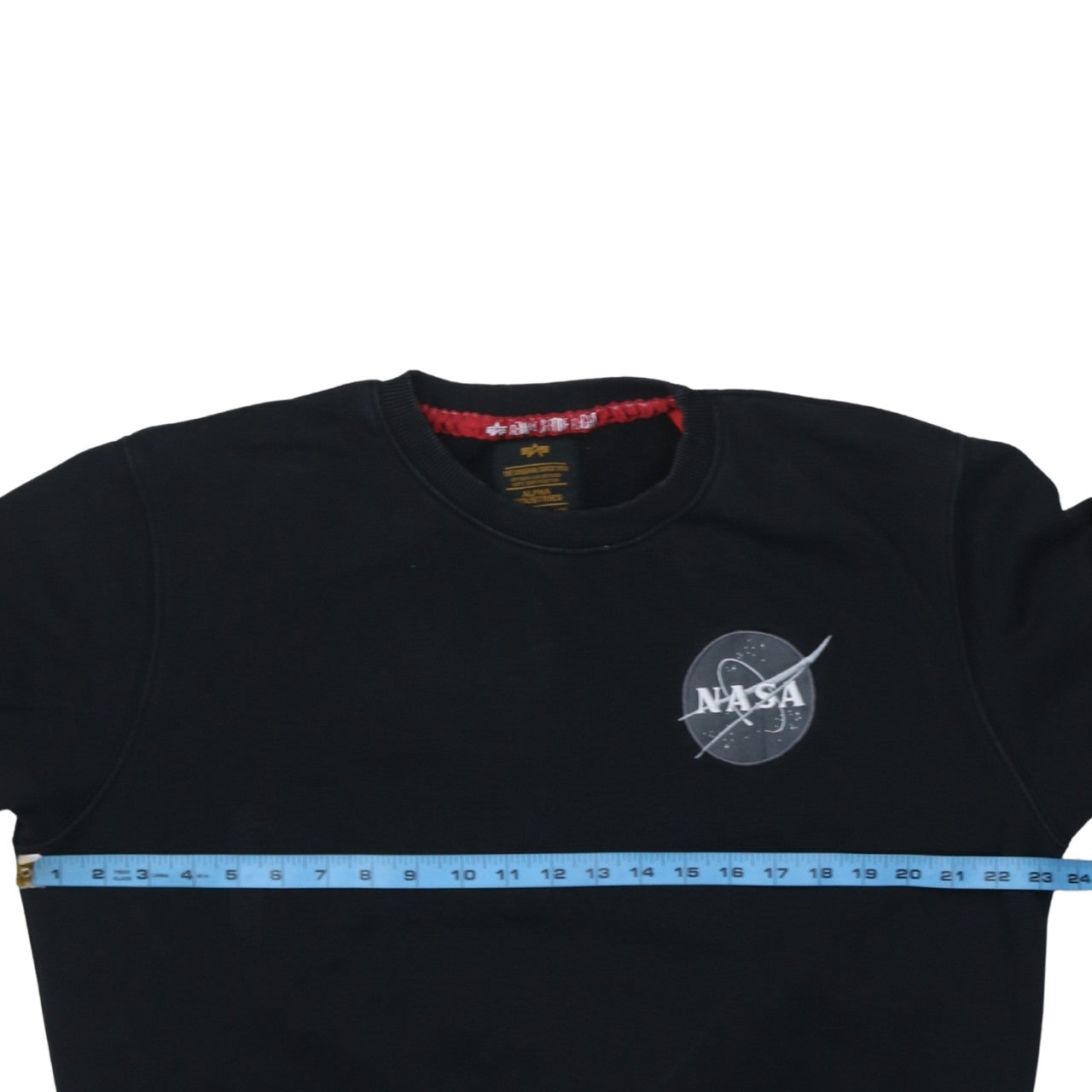 Alpha Industries Men's Black NASA Logo Sweatshirt M Regular Fit