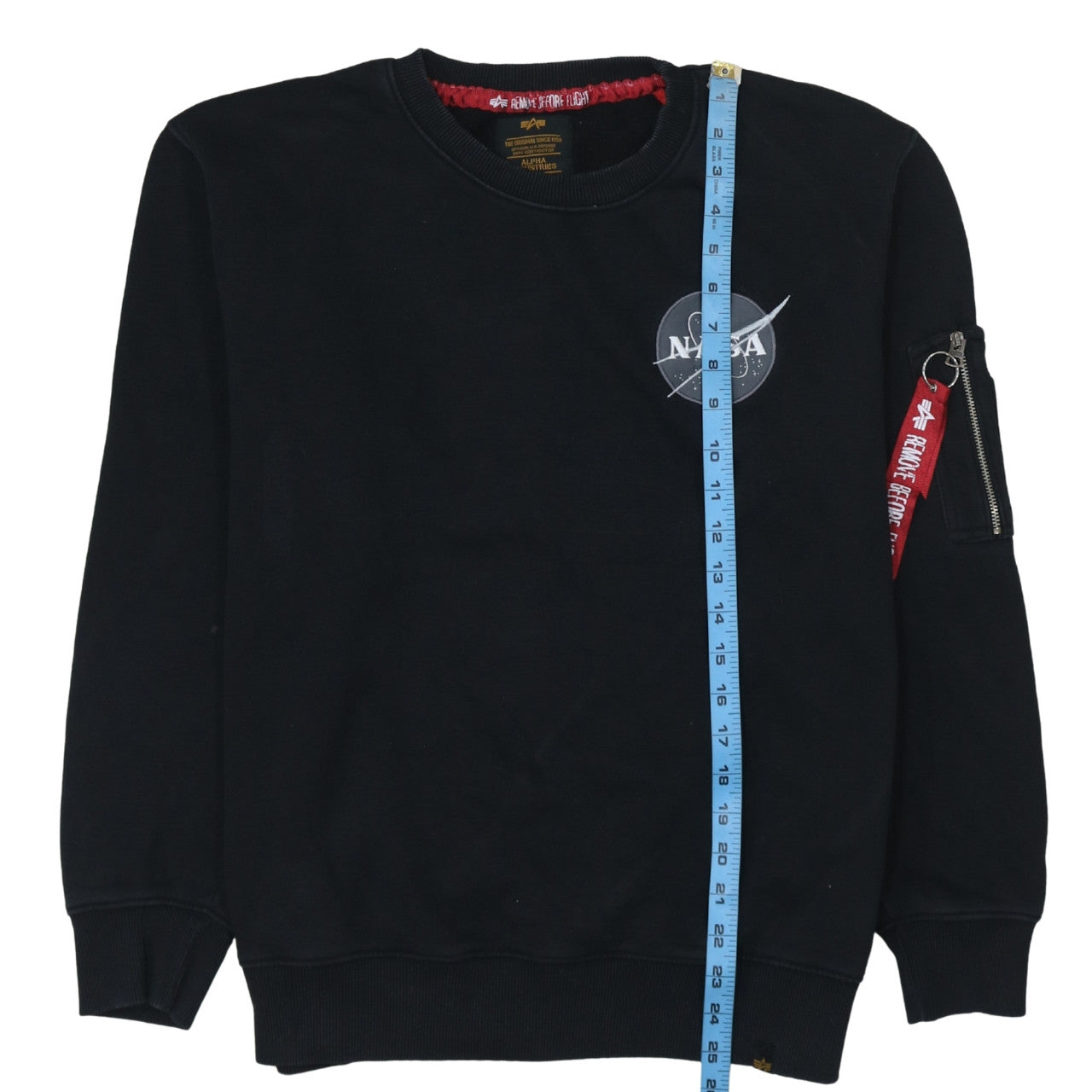 Alpha Industries Men's Black NASA Logo Sweatshirt M Regular Fit