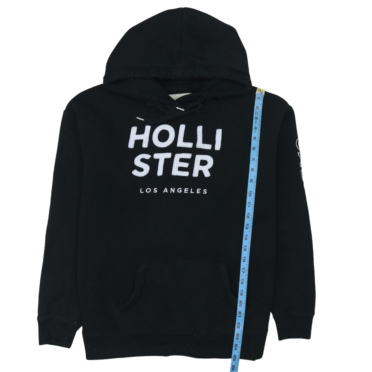 Hollister Mens Black Pullover Hoodie L Logo Graphic Fleece Sweatshirt
