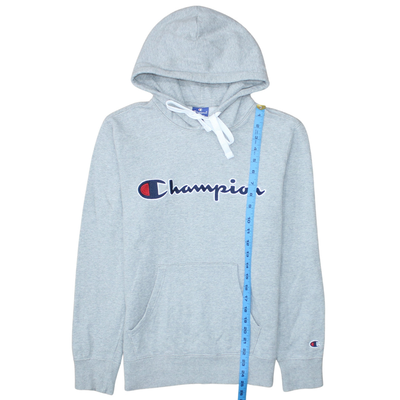 Champion Mens Grey Pullover Hoodie Medium Embroidered Logo