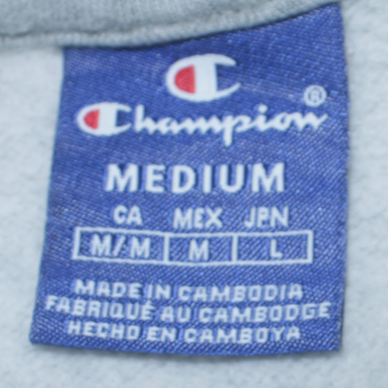 Champion Mens Grey Pullover Hoodie Medium Embroidered Logo