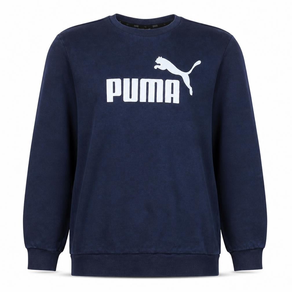 Front view of Puma Men's Blue Crew Neck Pullover Sweatshirt, size M