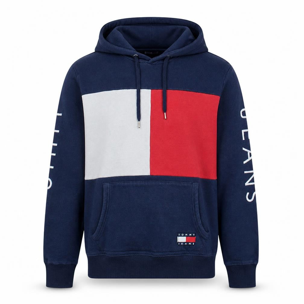 Tommy Jeans Men's Blue Pullover Hoodie M Logo Graphic Fleece