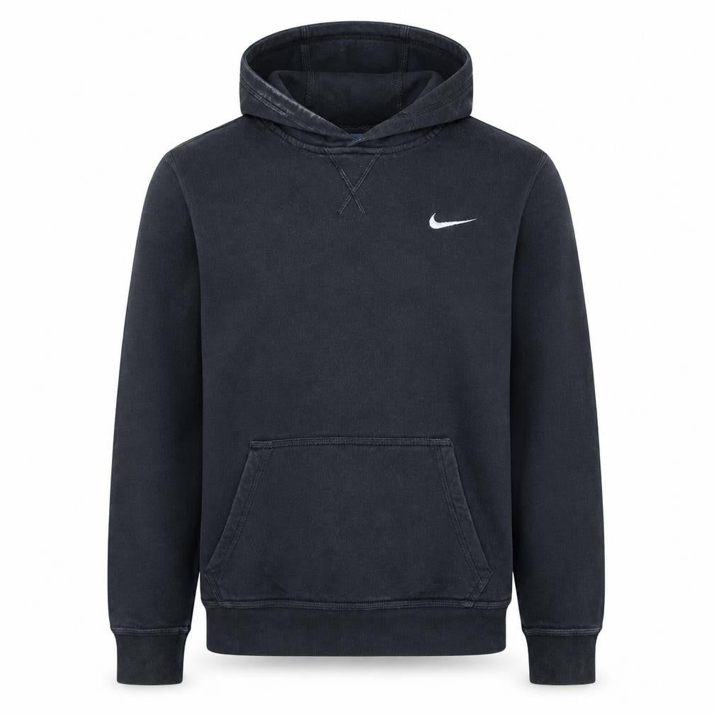 Front view of Nike boys’ black xl pullover fleece hoodie sweatshirt logo hooded top