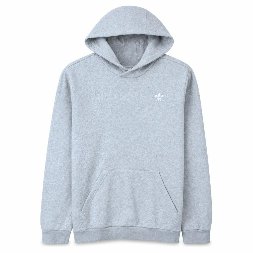 Front view of Adidas boys’ grey pullover hoodie 15-16 years xl fleece lined casual top