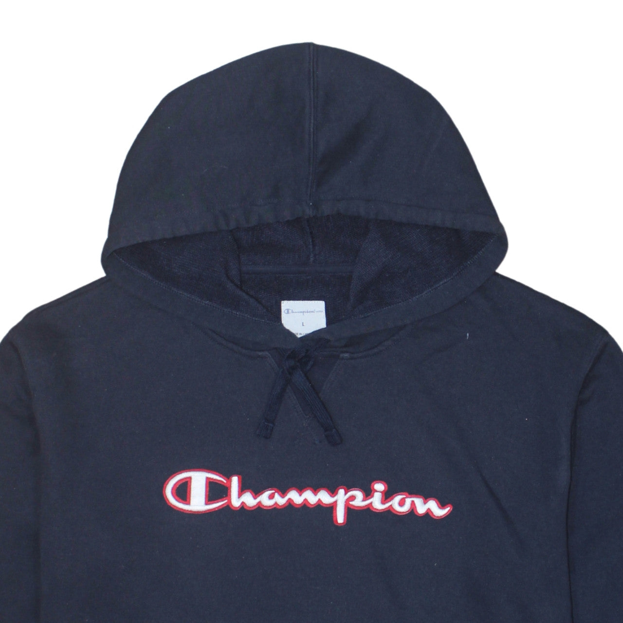 Champion Womens Navy Blue Pullover Hoodie Size L Embroidered Logo
