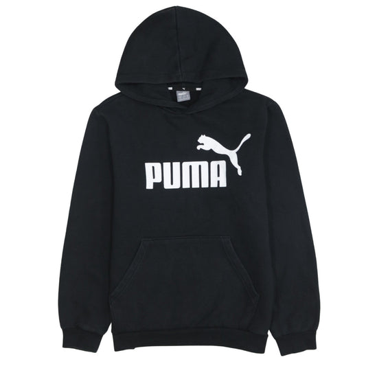 Puma Boys Black Pullover Hoodie 13-14 Years Regular Fit Logo Fleece