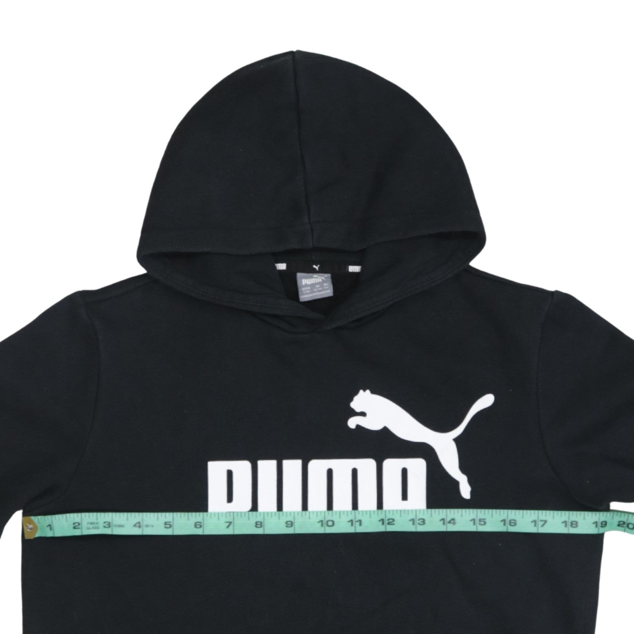 Puma Boys Black Pullover Hoodie 13-14 Years Regular Fit Logo Fleece