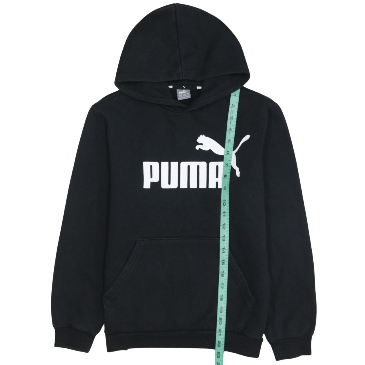 Puma Boys Black Pullover Hoodie 13-14 Years Regular Fit Logo Fleece