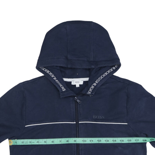 Hugo Boss Boys Blue Full Zip Hoodie Size 14 Years Regular Fit