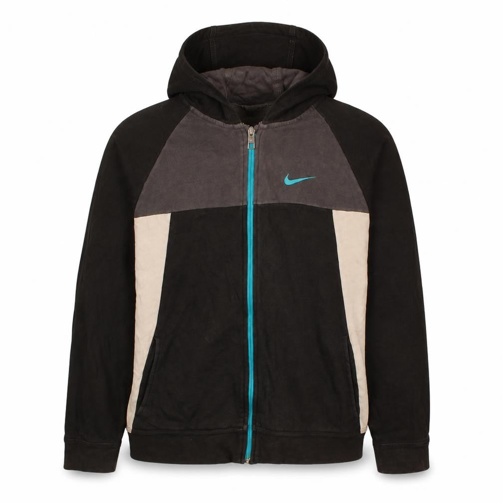 Front view of Nike boys’ black full zip hoodie xl 13-15 years fleece athletic sweatshirt