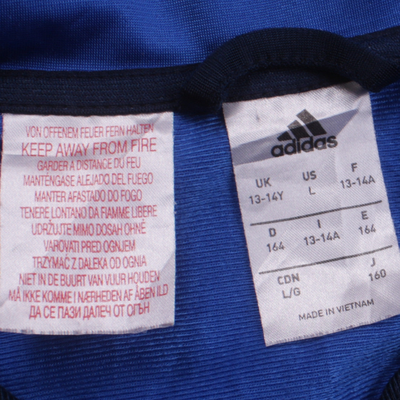 Adidas Boys Blue Full Zip Sweatshirt Size 13-14 Years Classic Fit