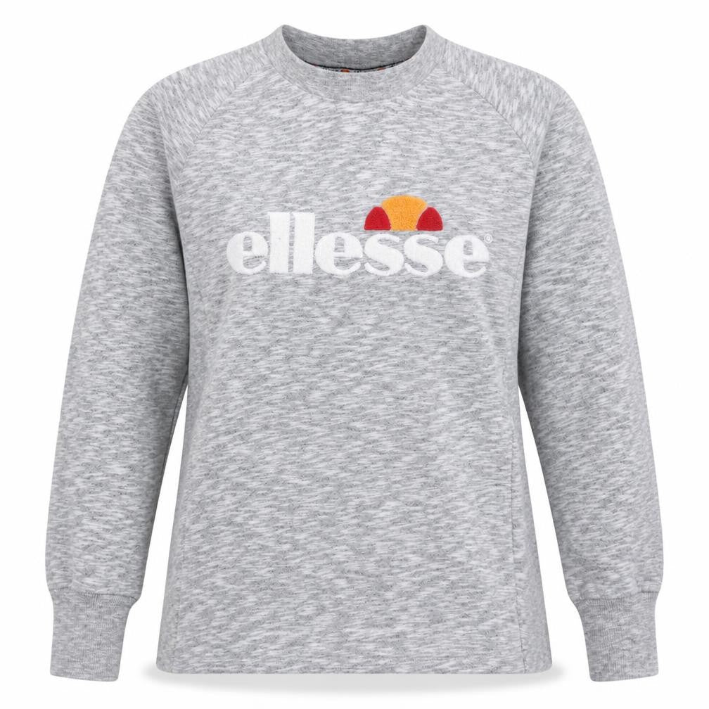 Front view of Ellesse Women Grey Logo Sweatshirt Small Pullover Crew Neck