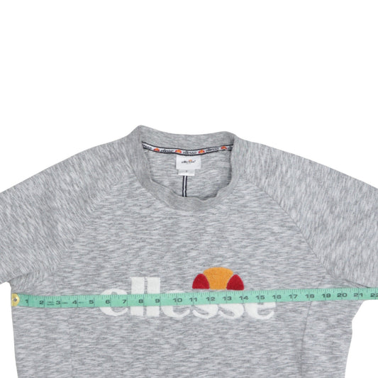 Ellesse Women Grey Logo Sweatshirt Small Pullover Crew Neck