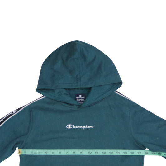 Champion Boys Green 15-16 Years Pullover Hoodie with Logo Tape Details