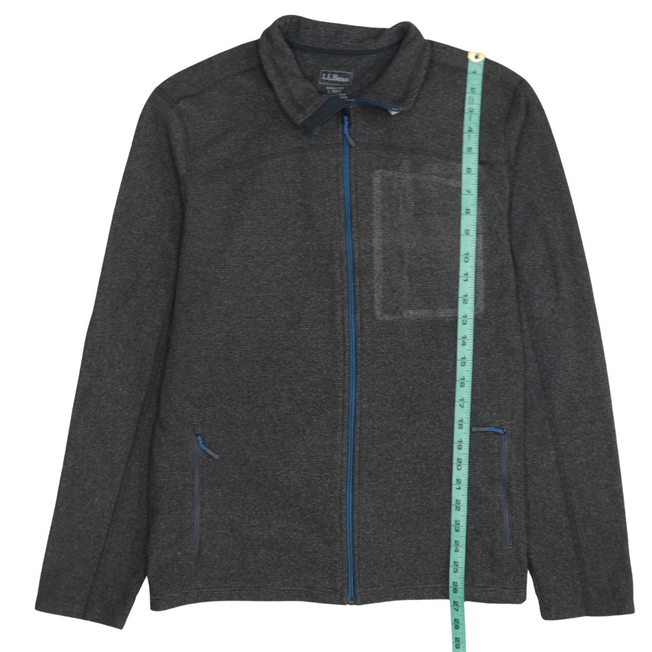 L.L.Bean Men's Grey Full Zip Fleece Jacket Size L Lightweight Outdoor
