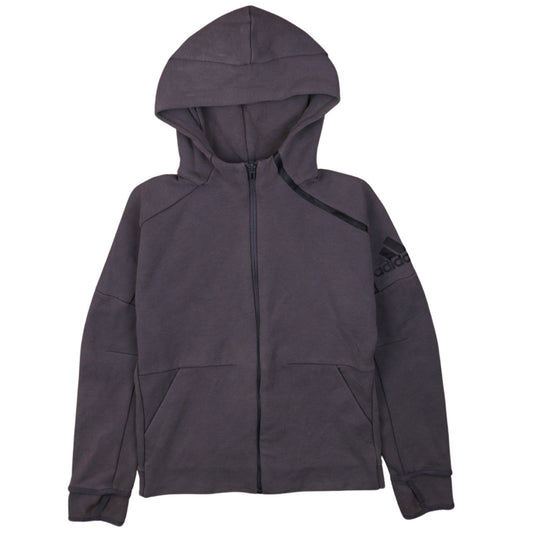 Adidas Boys Grey Full Zip Hoodie 11-12 Years Regular Fit Hooded Sweatshirt