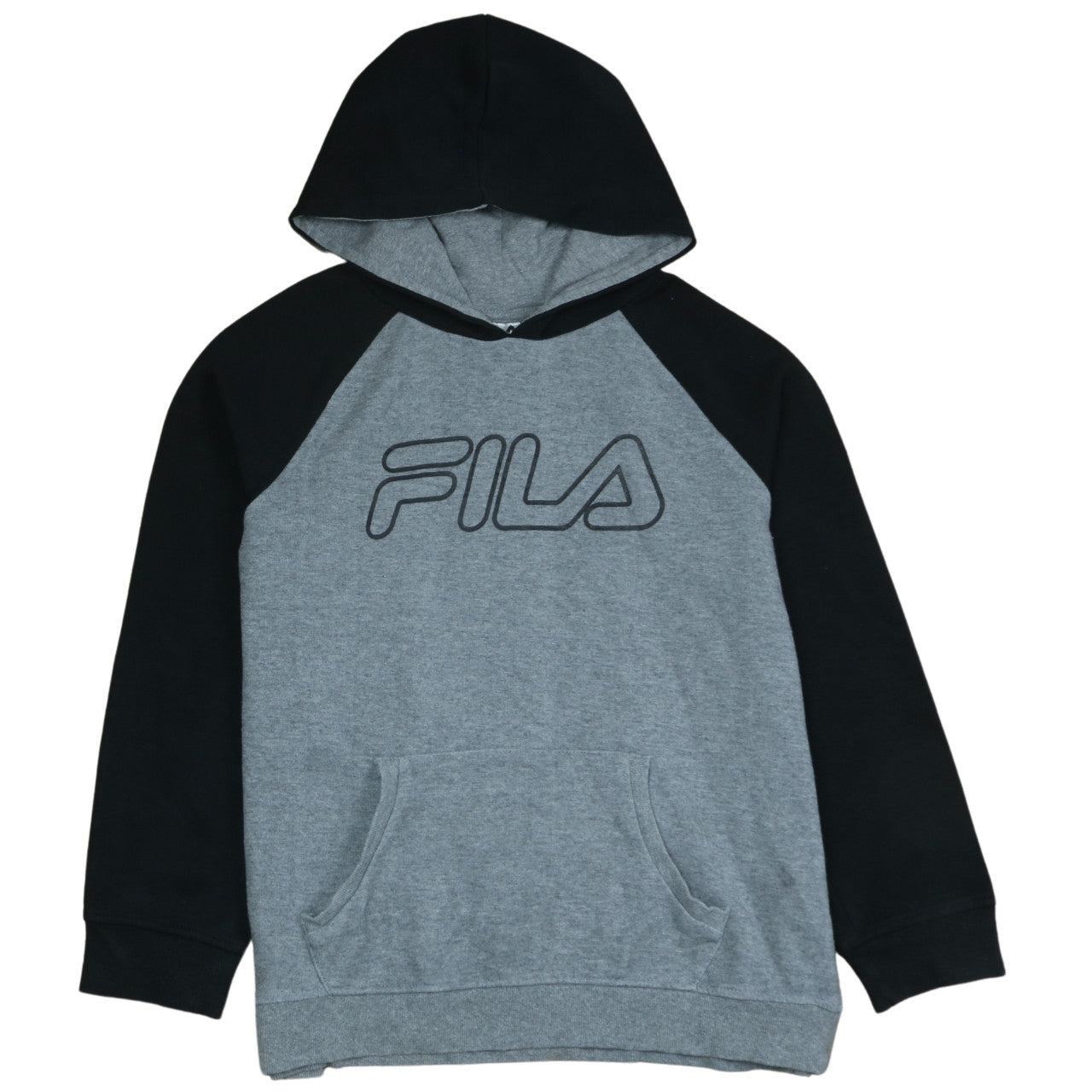 FILA Boys Grey Black Pullover Hoodie XL 14-16 Years Logo Sportswear