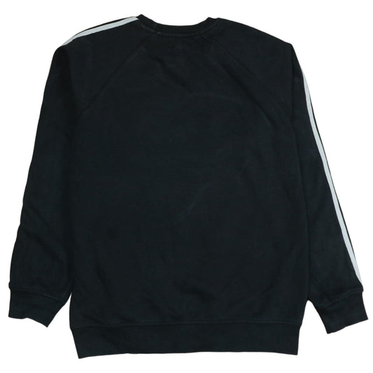 Adidas Mens Black S Pullover Sweatshirt with Logo Stripes