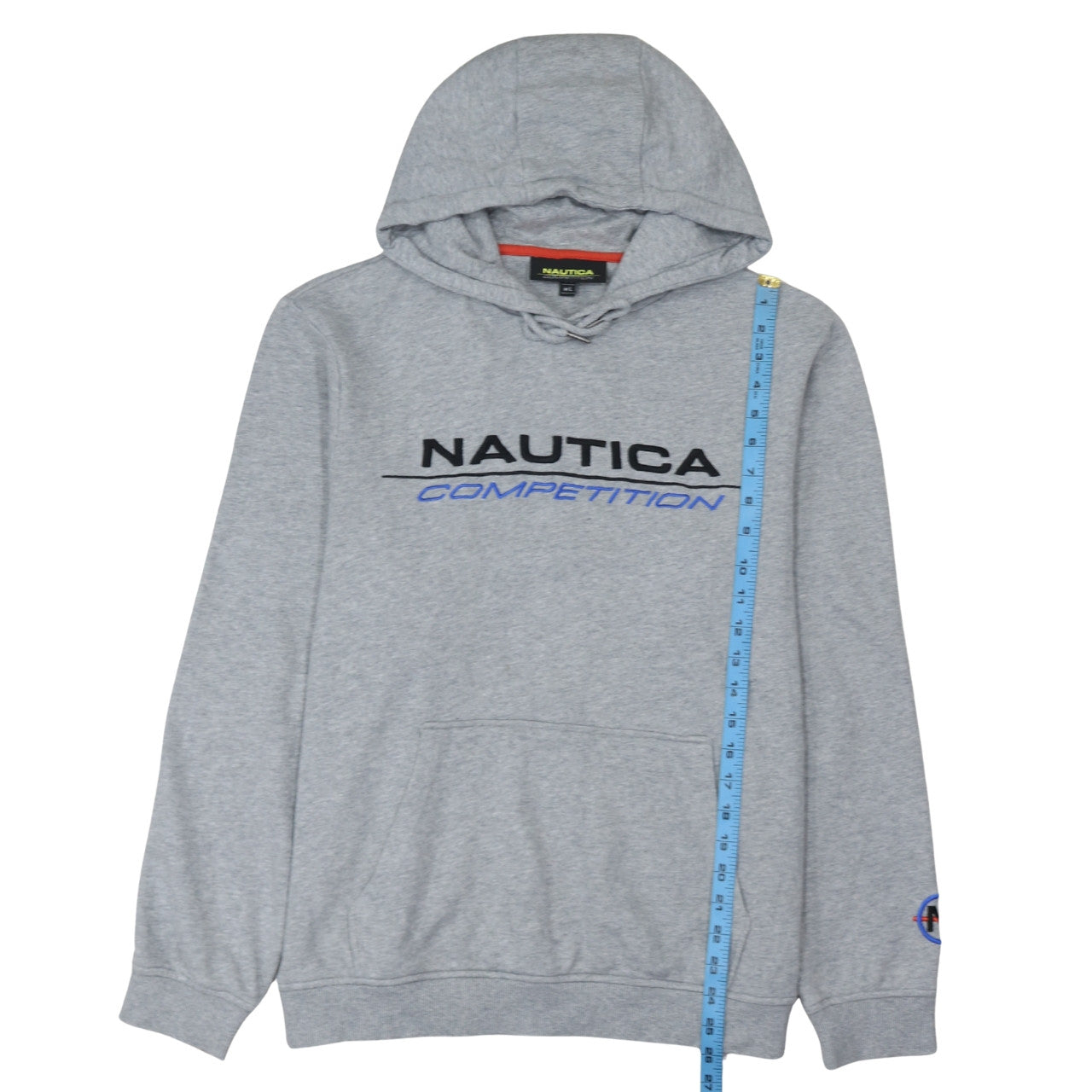 Nautica Men’s Grey Pullover Hoodie L Embroidered Logo Sportswear
