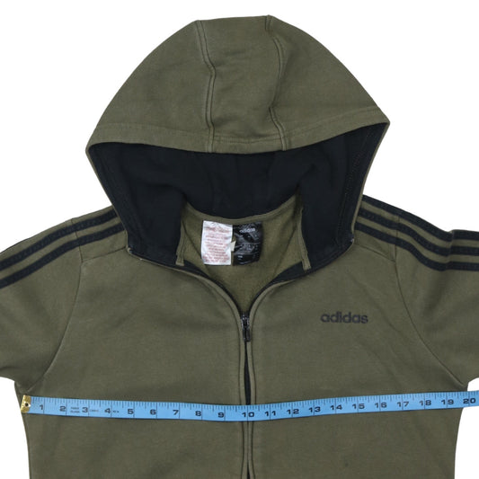 adidas Boys Green Full Zip Hoodie 13-14 Years Fleece Sports Sweatshirt